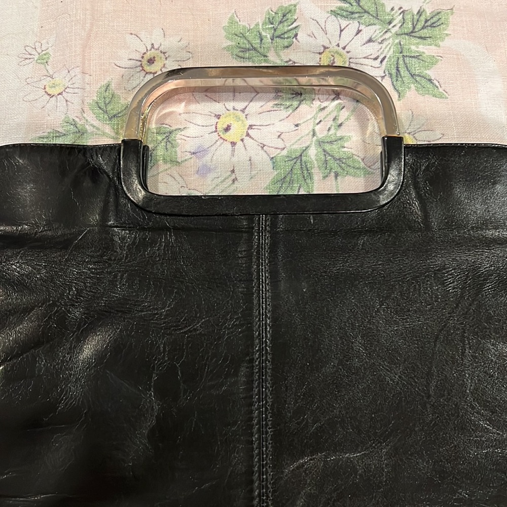 Vintage Birks black leather with chrome handles satchel - Picture 2 of 7